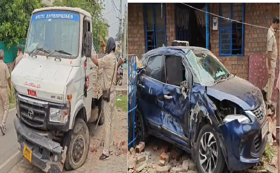 जमशेदपुर में तेज रफ्तार 407 ने मचाया तांडव, कार घुसकर तोड़ी घर की दीवार