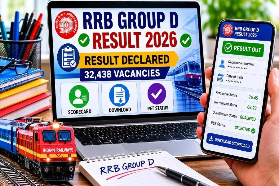 RRB Group D Result 2026 घोषित: 32,438 पदों की भर्ती, स्कोरकार्ड और PET जानकारी कैसे पाएं