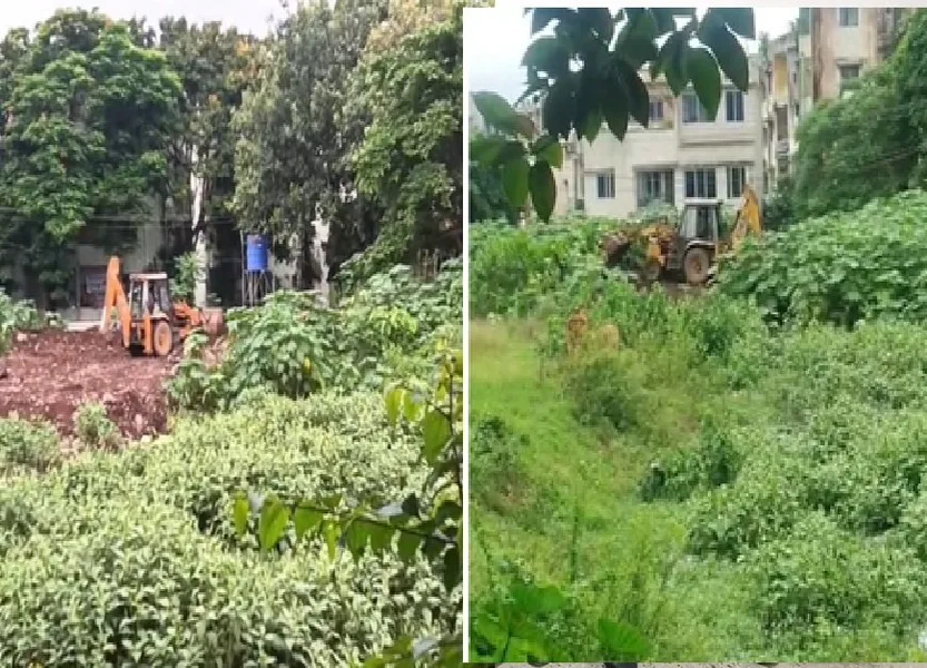 तिलोहट्टा विवादित जमीन पर प्लॉटिंग रोकने में पुलिस की कार्रवाई